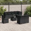 vidaXL 9 Piece Garden Sofa Set with Cushions Black Poly Rattan