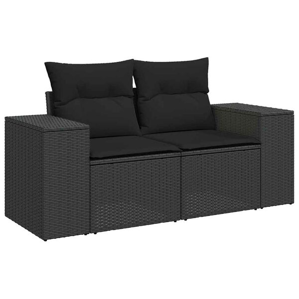 vidaXL 8 Piece Garden Sofa Set with Cushions Black Poly Rattan