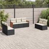 vidaXL 7 Piece Garden Sofa Set with Cushions Black Poly Rattan