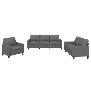 vidaXL 3 Piece Sofa Set with Cushions Dark Grey Fabric
