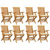 vidaXL Folding Chairs with Cream Cushions 8 pcs Solid Teak Wood