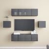 vidaXL 6 Piece TV Cabinet Set High Gloss Grey Engineered Wood