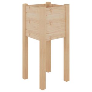 vidaXL Planter | Natural Wood | Solid pinewood | 31x31x70 cm | Durable | Planter