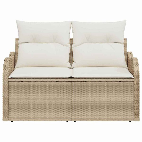 vidaXL Garden Sofa Beige 121 x 62 x 69cm Poly Rattan