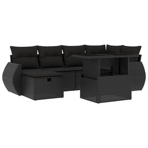 vidaXL 7 Piece Garden Sofa Set with Cushions Grey Poly Rattan