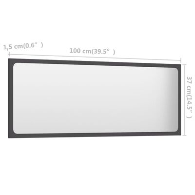 vidaXL Bathroom Mirror Grey 100x1.5x37 cm Engineered Wood