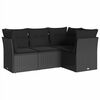 vidaXL 4 Piece Garden Sofa Set with Cushions Black Poly Rattan