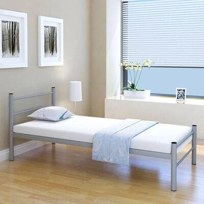 vidaXL Bed Frame Grey Metal 106x203 cm King Single Size