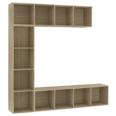 vidaXL 3 Piece Book/TV Cabinet Set Sonoma Oak 180x30x180 cm