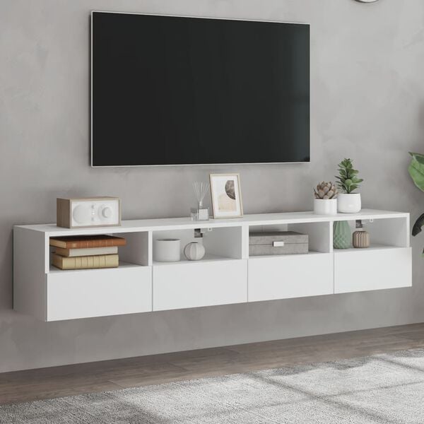 vidaXL TV Wall Cabinets 2 pcs White 80x30x30 cm Engineered Wood