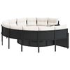 vidaXL Garden Sofa with Table and Cushions Round Black Poly Rattan
