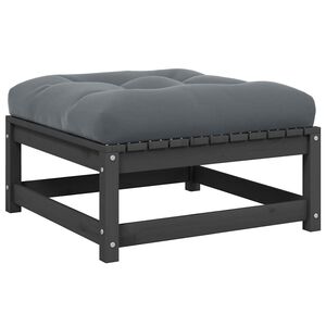 vidaXL Garden Footstool with Cushion Grey Solid Pinewood
