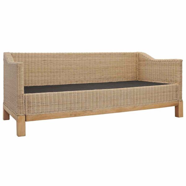 vidaXL 3-Seater Sofa with Cushions Natural Rattan