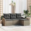 vidaXL Sofa Set with Cushion 4 pcs Grey Poly Rattan