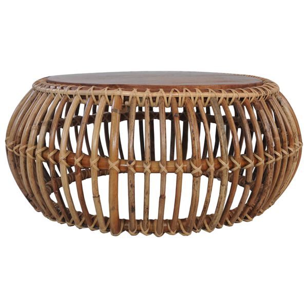 vidaXL Coffee Tables 2 pcs Natural Rattan