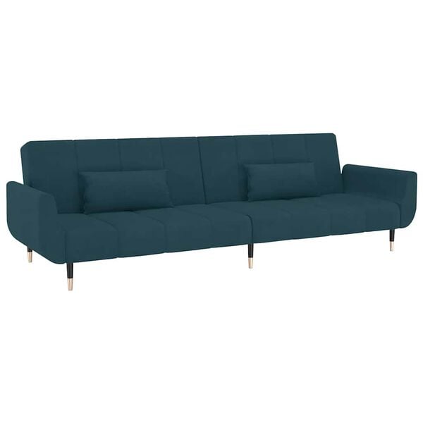 vidaXL 2-Seater Sofa Bed with Two Pillows Black Velvet