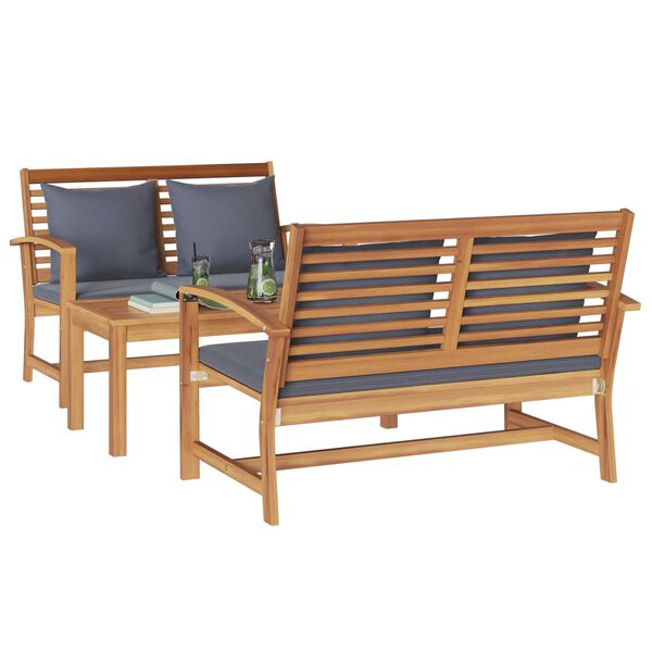 vidaXL Garden Sofa Set 3 pcs Natural Solid Teak Wood