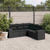 vidaXL 5 Piece Garden Sofa Set with Cushions Black Poly Rattan