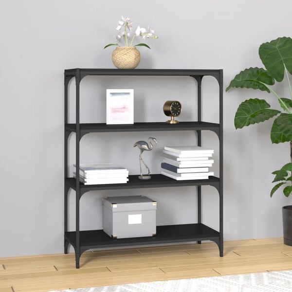 vidaXL Book Cabinet Black 80x33x100 cm Engineered Wood and Steel