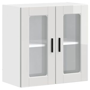 vidaXL Kitchen Wall Cabinet with Glass Door Porto High Gloss White