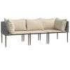 vidaXL 3 Piece Garden Lounge Set with Cushions Grey Poly Rattan