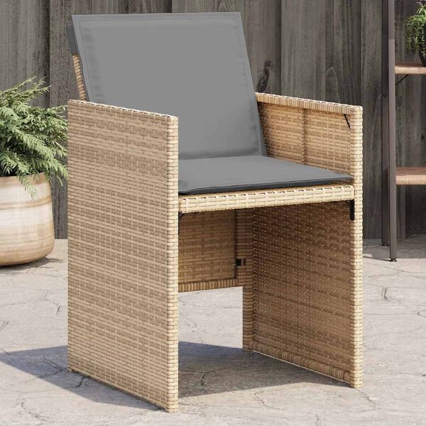vidaXL Garden Chairs with Cushions 4 pcs Mix Beige Poly Rattan