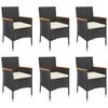 vidaXL 7 Piece Garden Dining Set with Cushions Black Poly Rattan