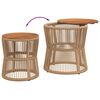 vidaXL Garden Side Tables 2 pcs with Wooden Top Beige Poly Rattan