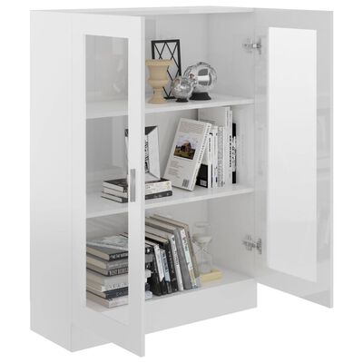 vidaXL Vitrine Cabinet High Gloss White 82.5x30.5x115 cm Engineered Wood