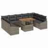 vidaXL Garden Dining Set with Cushion 10 pcs Grey and Brown