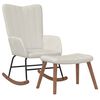 vidaXL Rocking Chair with a Stool Cream White Velvet