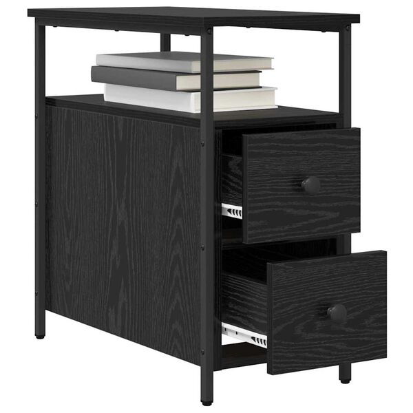 vidaXL Bedside Cabinet 2 pcs Black oak 30 x 60 x 60 cm Engineered wood