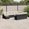 vidaXL 11 Piece Garden Sofa Set with Cushions Black Poly Rattan