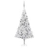 vidaXL Artificial Pre-lit Christmas Tree with Ball Set Silver 180 cm PET