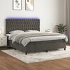 vidaXL Box Spring Bed with Mattress&LED Dark Grey 153x203 cm Queen Size Velvet
