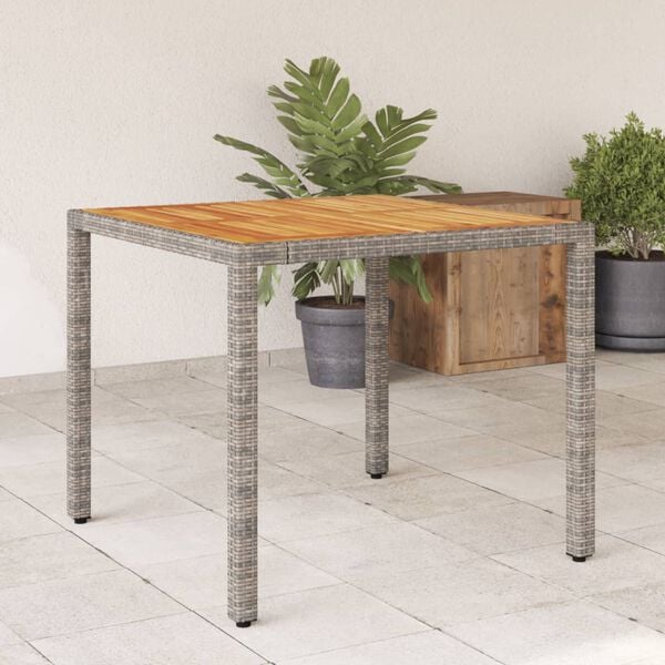 vidaXL Garden Table Grey 90x90x75 cm Poly Rattan