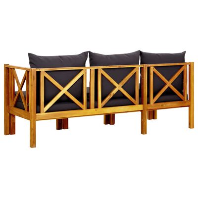 vidaXL 3-Seater Garden Bench with Cushions 179 cm Solid Acacia Wood
