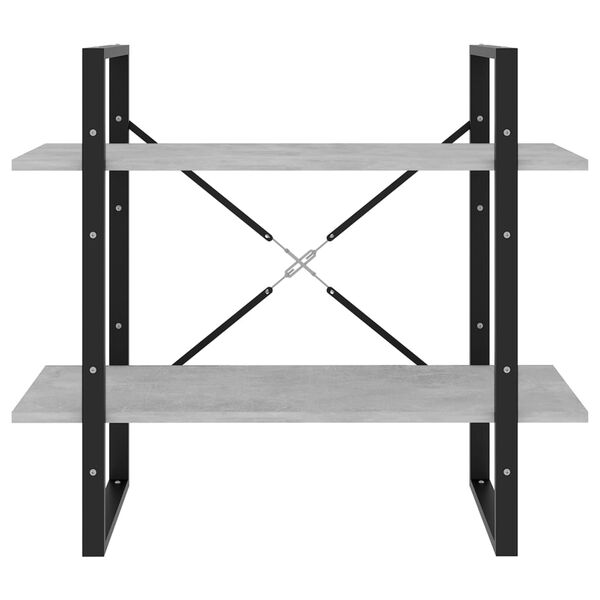 vidaXL 2-Tier Book Cabinet Concrete Grey 80x30x70 cm Engineered Wood