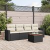 vidaXL 5 Piece Garden Sofa Set with Cushions Black Poly Rattan