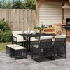 vidaXL 15 Piece Garden Dining Set with Cushions Beige Poly Rattan