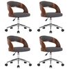 vidaXL Swivel Dining Chairs 4 pcs Grey Bent Wood and Fabric