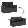 vidaXL 5 Piece Garden Sofa Set with Cushions Black Poly Rattan Acacia