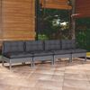 vidaXL 4-Seater Garden Sofa with Anthracite Cushions Solid Pinewood