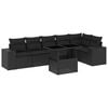 vidaXL 7 Piece Garden Sofa Set with Cushions Black Poly Rattan