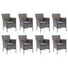 vidaXL 9 Piece Garden Dining Set with Cushions Poly Rattan Grey