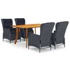 vidaXL 5 Piece Garden Dining Set Dark Grey