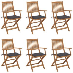 vidaXL Folding Garden Chairs 6 pcs with Cushions Solid Acacia Wood