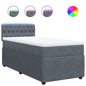vidaXL Box Spring Bed with Mattress Dark Grey King Single Velvet