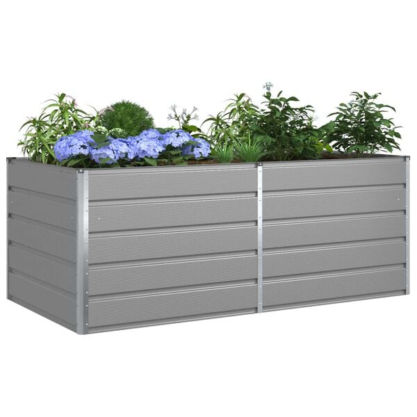 vidaXL Planter Light Grey 195 x 100 x 75 cm Galvanised Steel