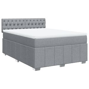 vidaXL Box Spring Bed with Mattress Dark Grey Queen Fabric